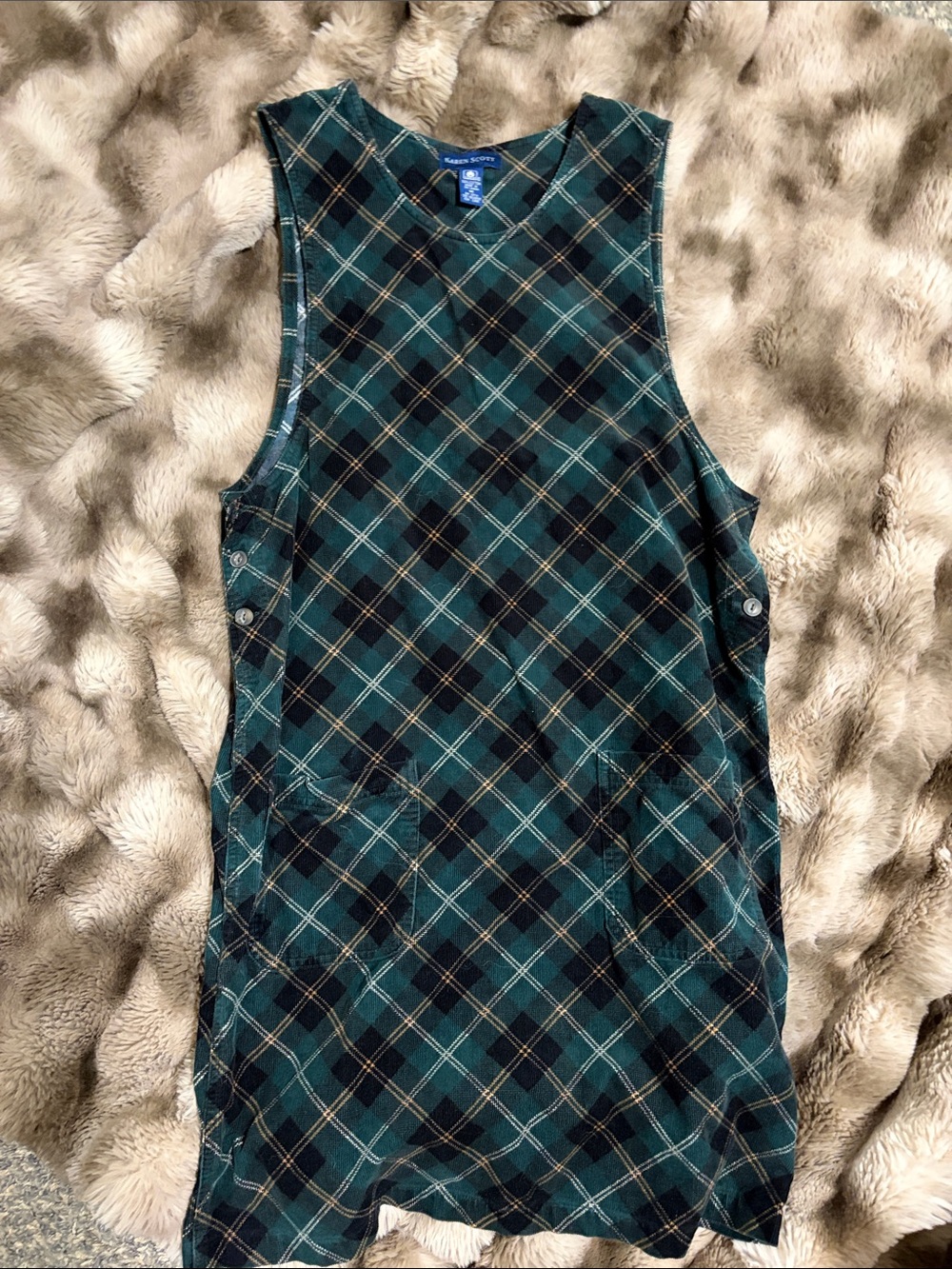Karen Scott Dark Green Plaid Dress
